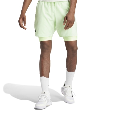 adidas Tennishose Melbourne Heat Ready 2in1 (Short+Tight) 2024 hellgrün Herren